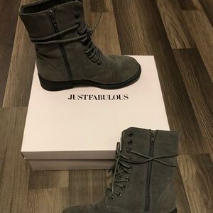 Suede Combat Boots